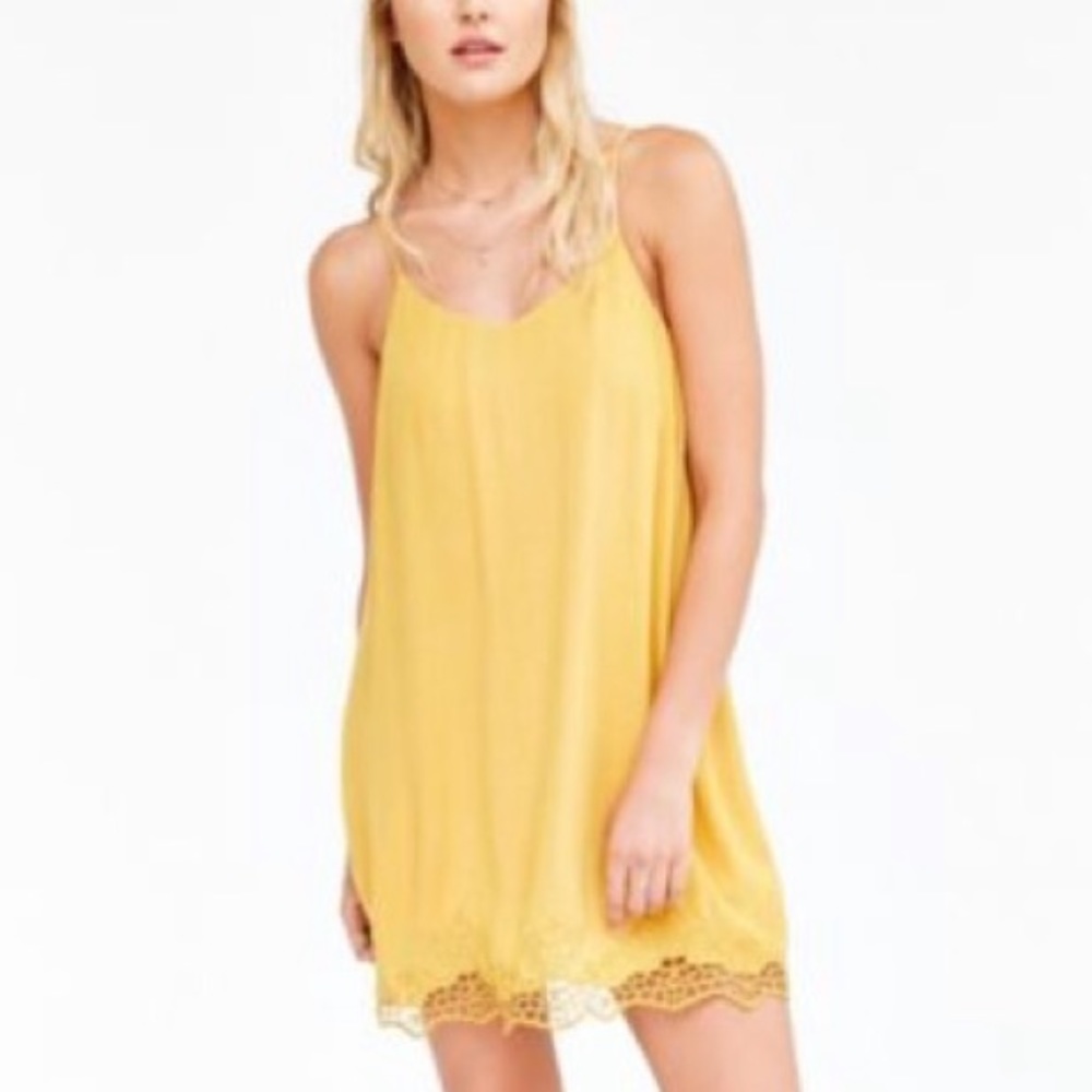 Urban Outfitters Ecote yellow embroidered dress